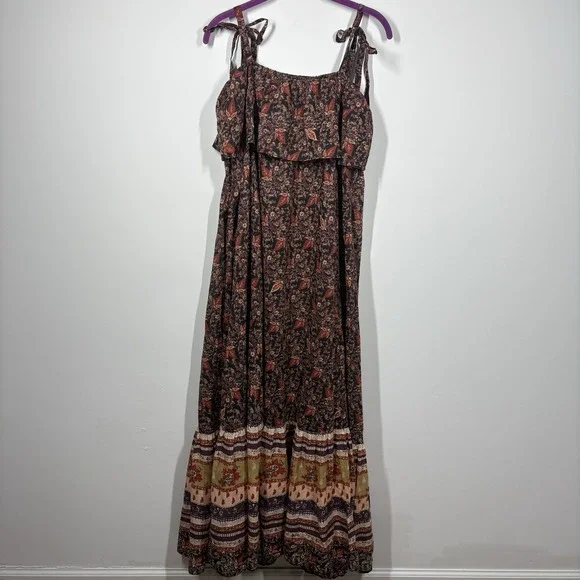 Free People Women Tangier Babydoll Floral Maxi Dress Size M Boho Festival Hippie - Picture 4 of 7